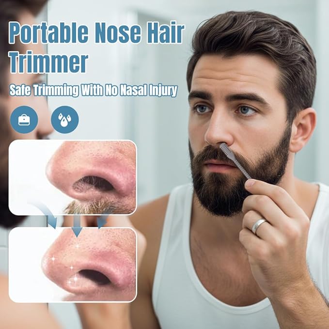 2-in-1 Nose Hair Trimmer, Portable Nostril Hair Remover Tool, 360° Rotating Nose Hair Trimmer with Ear Picker (6 PCS)