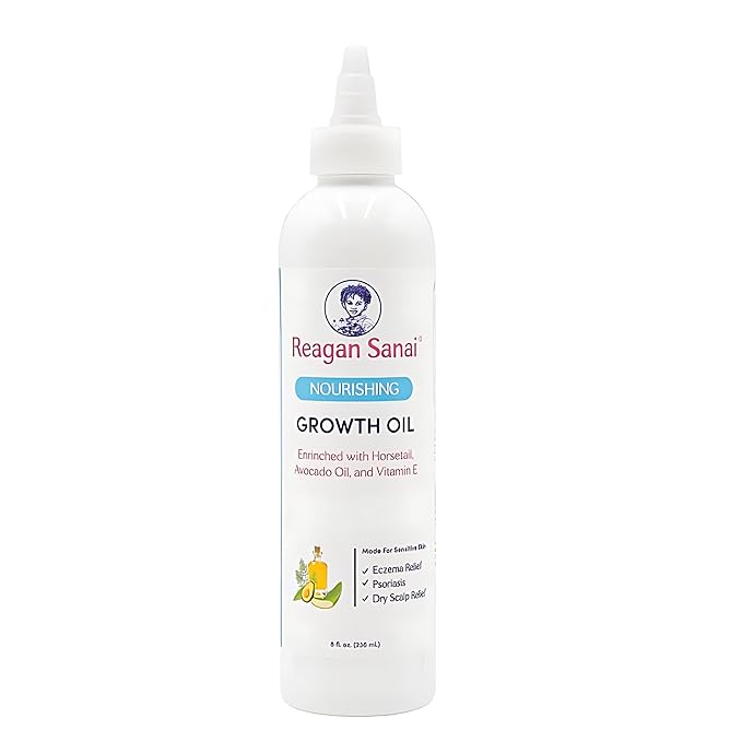 Reagan Sanai Nourishing Natural Hair Growth Oil 8 oz Organic Hair Oil made with Pure Essential Oils for Hair Regrowth - Dry Scalp Treatment For Longer, Thicker, Soft, Shiny and Healthy Hair