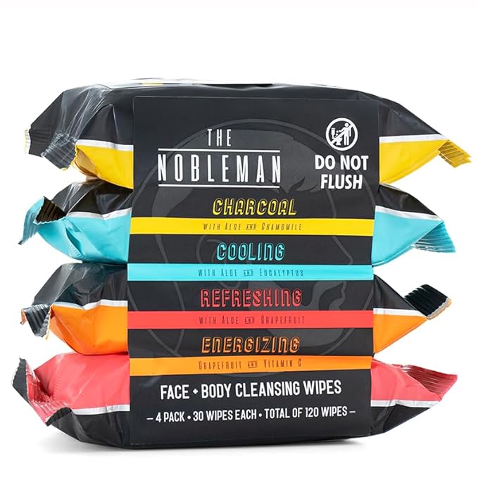 Face & Body Cleansing Wipes - Charcoal, Cooling, Refreshing, Energizing (120 Ct.)