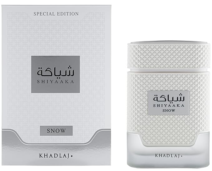 Khadlaj Shiyaaka Snow – Citrusy, Woody, Spicy, Aromatic – Eau de Parfum Spray Long-Lasting Fragrance for Men, 3.4 Ounce / 100 ml