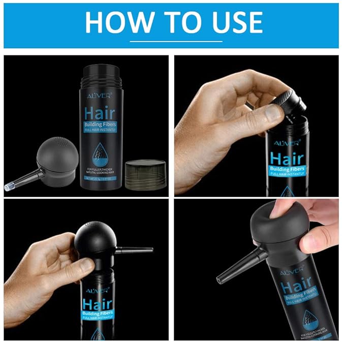 Hair Fibers for Thinning Hair With Spray,Undetectable Natural Formula,Thicker Fuller Hair in 15 Seconds,Instantly Conceal & Thicken Thinning or Balding Hair Areas,For Men&Women，Black