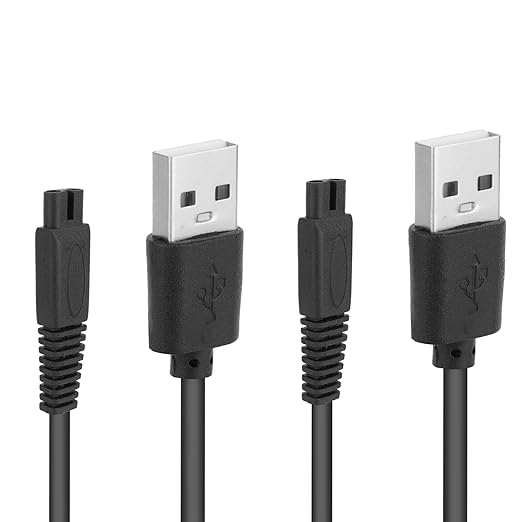 2pcs Shaver Charger Cords Replacements for Freebird, 98cm/3.2ft Durable Razor Charger Cord Replacements Compatible with Freebird & FlexSeries Head Shavers (Black)