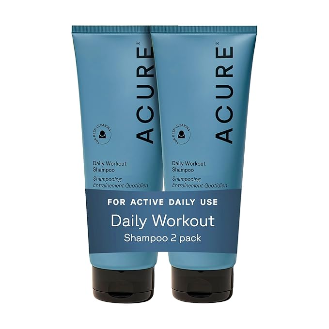Acure Daily Workout Watermelon Shampoo - Lightweight Hydrating & Clarifying Shampoo for Women & Men w/Oily, Damaged Hair & Dry Scalp, Color Safe, Vegan, Paraben & Sulfate Free - 8 fl oz (2 Pack)