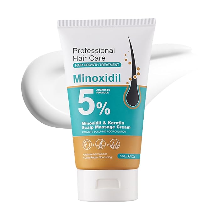 5% Minoxidil Scalp Massage Cream, Minoxidil Scalp Moisturizer for Women and Men Hair Growth with Keratin and Ginger Root Extract for Hair Regrowth Treatments Extra Strength Hair Loss Solution