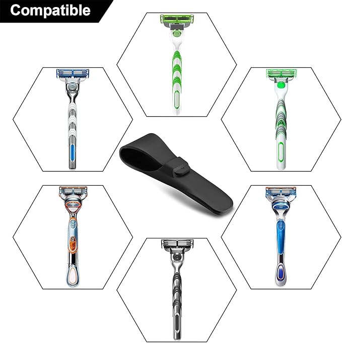 LinMei 2 Pack Silicone Razor Travel Case, Blue+Black, Compatible with Gillette, Parker, Merkur Razor