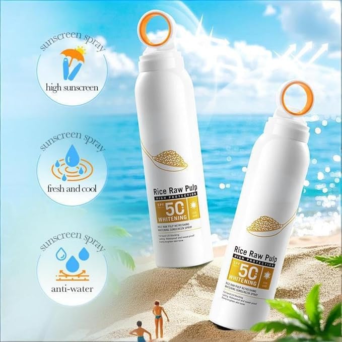 Rice Milk SPF 50+ Refreshing Sunscreen Spray UVA UVB Protection Quick-Drying Water Resistant Body Face Sun Care Mist 12Hr Long Lasting Weightless Non Greasy (3)