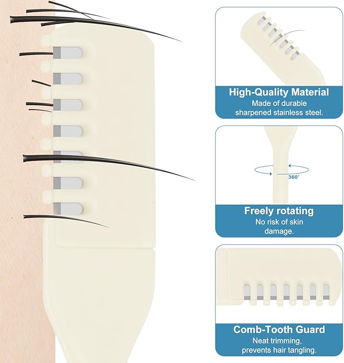 5PCS 2-in-1 Nasal Hair Cutter, Manual Nose Hair Trimmer Cutter with Ear Pick for Women & Men 360°Rotating Nose Hair Remover Grooming Tool Knife Razor Portable Nostril Hair Trimmer (Beige)