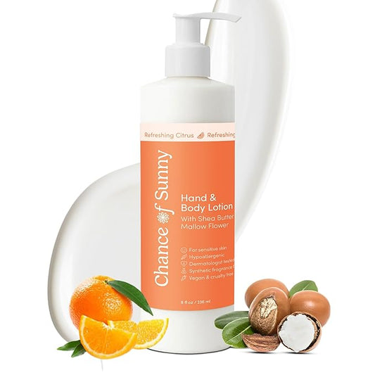 Refreshing Citrus Hand & Body Lotion with Shea Butter, Jojoba & Olive Oil – Natural Moisturizer, Non-Greasy, 8 fl oz Gentle - Hydrating for Dry & Delicate Skin - Family-Friendly & Vegan