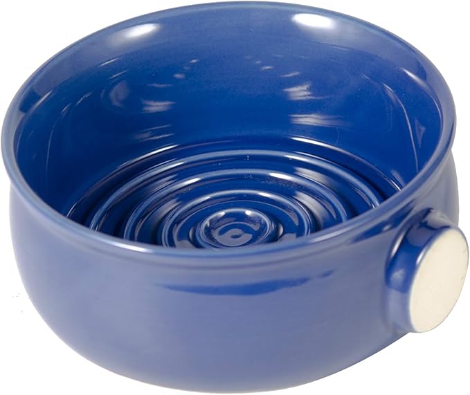 Grandslam Shaving Soap Bowl for Men, Wide Mouth, Ceramic, Easier to Lather and Clean, Non-slip Handle, Handmade Pottery Cup for Soap and Cream