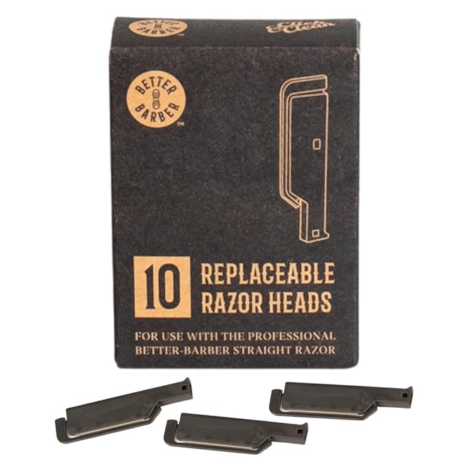 Professional Straight Edge Razors for Men-Premium Straight Disposable Razor Kit for Shaving Hair/Beard-Men’s Shave Kit Safety-Straight Edge Razor for Men (Refill blades pack, 10 Units)