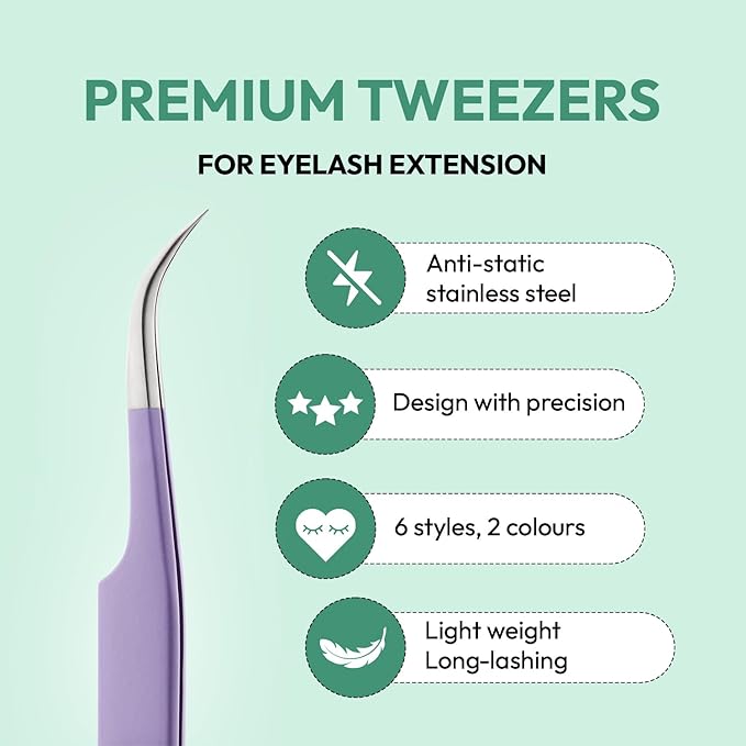 Eyesy Lash Ultimate Volume Lash Tweezer | Professional Volume False Lash Application Tool | Multi Shapes & Purposes Tweezers | Non-Slip Grip Tweezers (Purple)