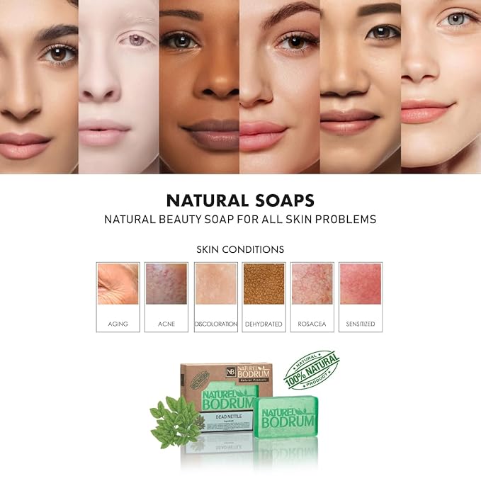 Dead Nettle Organic Soap Bar for Women and Men, Pack of 6 Glycerin Soap Bars - Botanical Body Bars – Gentle Herbal Cleanser - Natural & Vegan Spa Gift, for All Skin Types