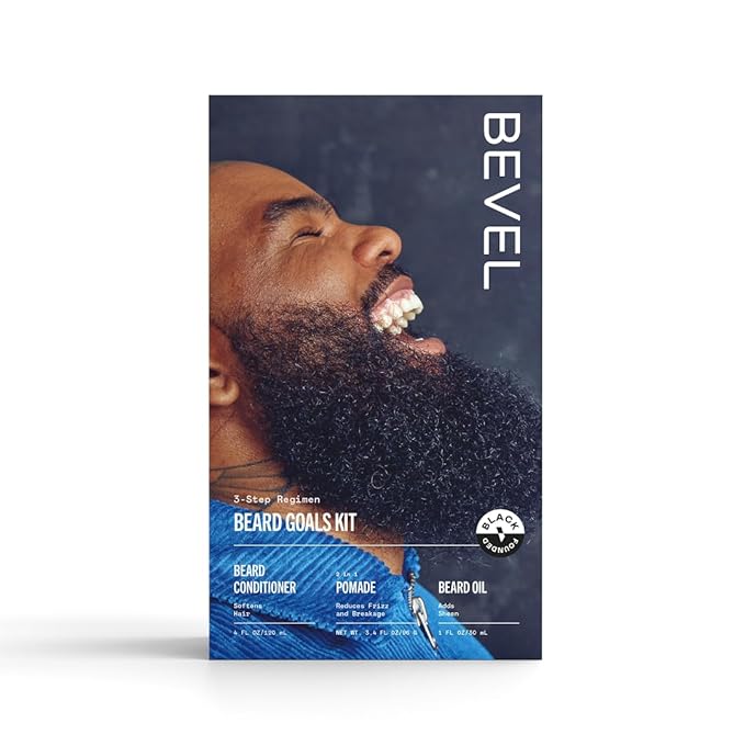 Bevel Mens Beard Grooming Kit - Includes Beard Conditioner, Hair Nourishing Pomade, and Beard Oil to Soften, Hydrate and Strengthen Beard and Reduce Skin Irritation and Redness