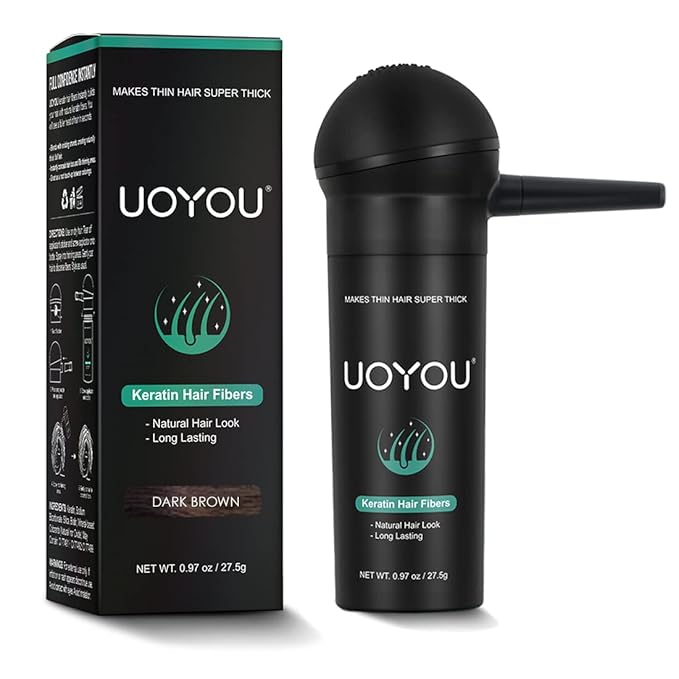 Dark Brown Hair Fibers for Thinning 27.5g Bottle With Applicator | Natural Keratin Concealer for Hair Loss | Building Fibres Powder for Men and Women