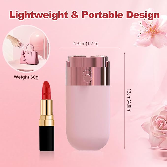 Facial Hair Removal for Women, Portable Painless Lady Shaver with Built-in LED, Wet/Dry Electric Razor Hair Remover Device for Face/Lips/Peach/Fuzz
