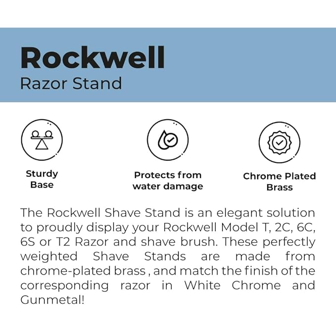 Rockwell Premium Chromed Brass Safety Razor Stand - Elegant Design, Rust-Resistant, Perfect Accessory for Organizing Your Shaving Essentials - White Chrome (over Brass)