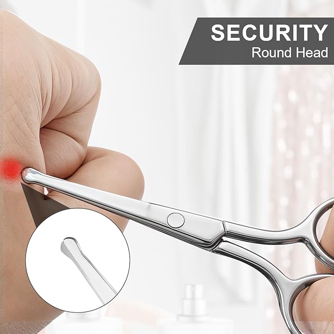 2 Pcs Nose Hair Scissors Round Tip Design Will Not Hurt the Nasal Cavity Professional Stainless Steel Small Eyebrow Scissors for Men Women Hair Eyelashes Nose Eyebrow Trimming Mustache