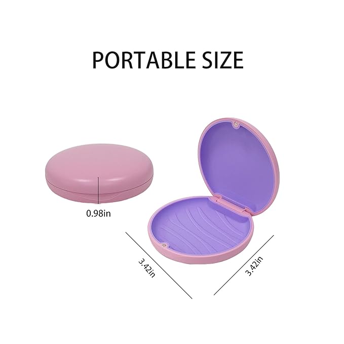 2PCS Retainer Case Compatible with Invisalign,Cute Slim Aligner Case,Customized Magnetic Closure Orthodontic Retainer Cases (1PC Pink Purple + 1PC Black Cyan)