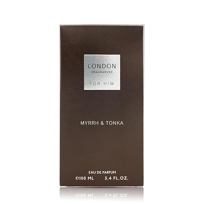 London Fragrances - Myrrh and Tonka - Amber, Vanilla Cologne for Men - Long Lasting Perfume for Men - Woody Eau de Parfum - 3.4 oz
