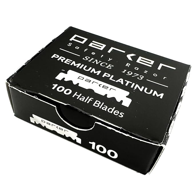 Parker Safety Razor, Premium Platinum Single Edge Razor Blades, 100 Count - For Professional Barber, Shavette and Disposable Blade Straight Razors