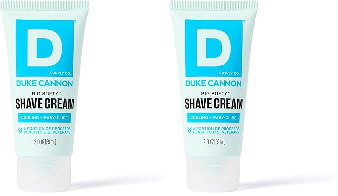 Duke Cannon Men’s Shave Cream – 2 oz Travel Size, Moisturizing Shaving Cream for Smooth, Comfortable Shaves (Pack of 2)