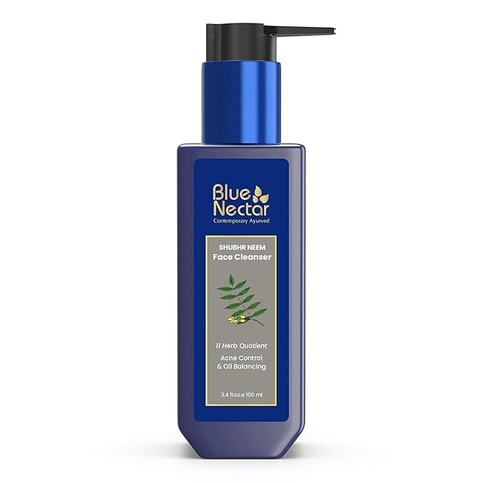 Blue Nectar Vitamin C Face Wash for Women and Men | Anti Acne Face Wash with Neem & Honey (11 Herbs, 3.38 Fl oz)