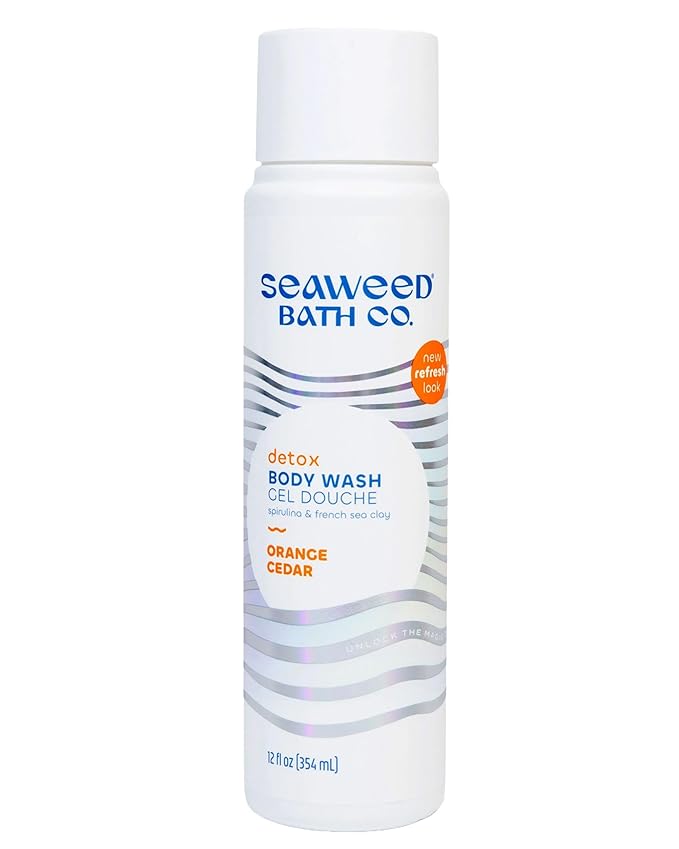 The Seaweed Bath Co. Detox Purifying Body Wash, 12 Ounce, Refresh Scent- Orange, Eucalyptus and Cedar, Nutrient Rich Seaweed, French Clay, Coffee Extract, Vegan, Paraben Free