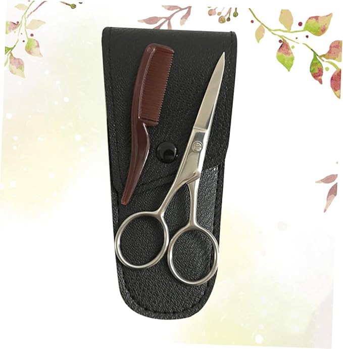 NOLITOY 2sets Stainless Steel Eyebrow Trimmer Grooming Kit for Men Mustache Scissors Beard Cutting Shears Hair Trimmers Hair Care Accessory