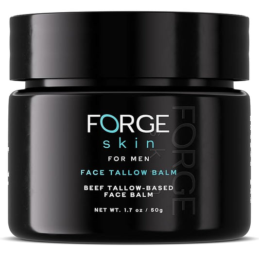 FORGE SKIN® Wrinkle Defense Beef Tallow Balm for Men [TALLOW-BASED] Moisturizer for Face Hydration - Hydrating Anti Aging Skin Cream - Natural Facial Skincare Lotion with Essential Oils (1.7 OZ)