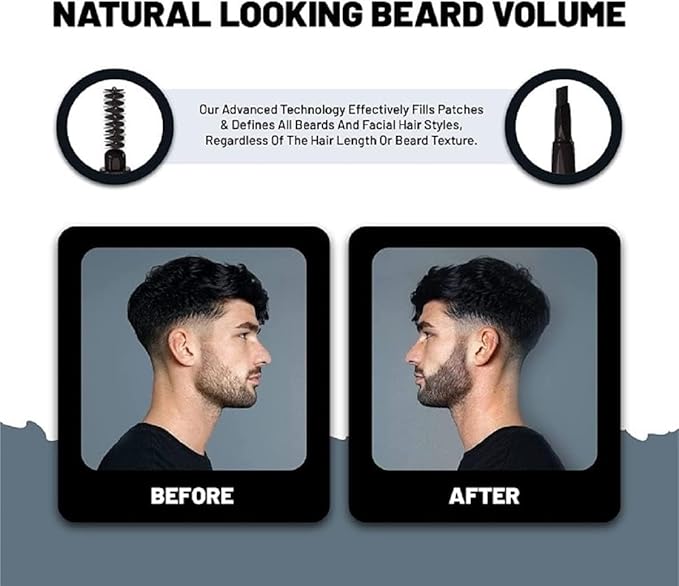 VOID Homme Beard Pencil Filler for Men (Black, Set of 4) - Instant Full Beard Pen Kit with Easy Liner and Waterproof Filling Pencil