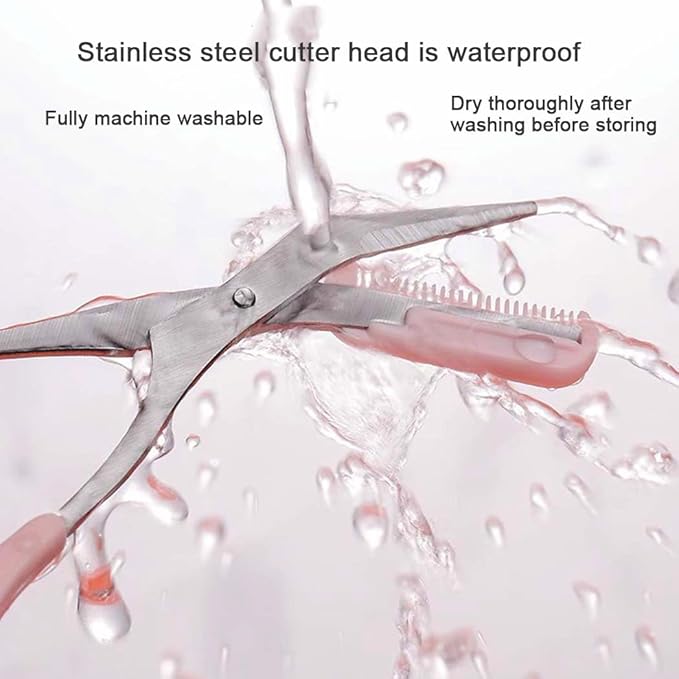 2-Pack Eyebrow Razor Set with Scissors and Comb, Pink, Stainless Steel for Women and Men Professional Eyebrow Scissors with Comb