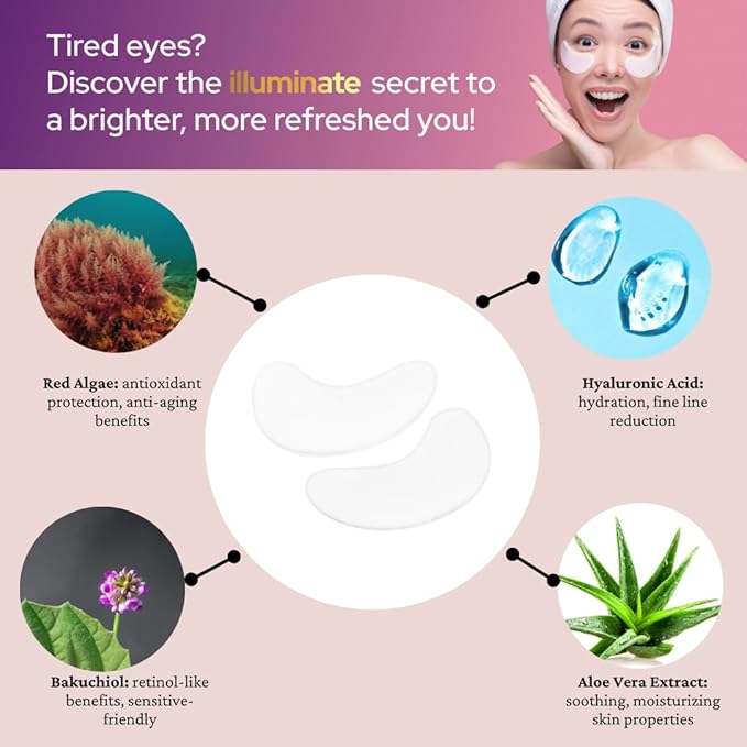 Bakuchiol Under Eye Mask – 6 Pairs Eye Patches for Puffy Eyes, Dark Circles, Wrinkles & Undereye Bags - Biodegradable – Anti-Aging Hydrating Eye Treatment for Women & Men