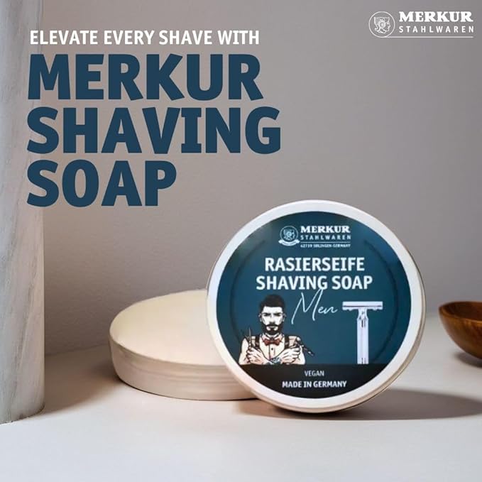 MERKUR Shaving Soap for Men | Vegan Shaving Soap | Smooth Shave | Lightly Fragranced | Perfect Lather | Moisturizing Hydrating & Gentle for All Skin Types - 100 Grams