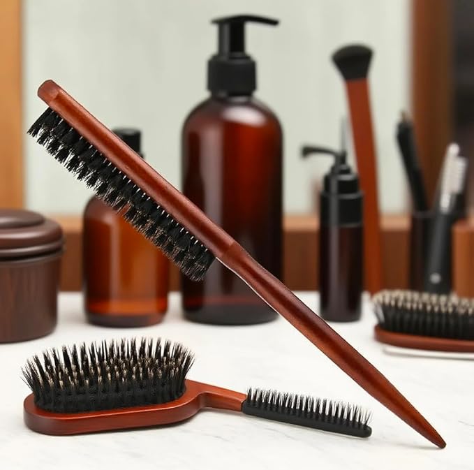 Men's Wood Hair and Beard Brush – Soft Boar Bristles – Massages and Exfoliates Skin and Scalp – Ideal Men's Grooming Accessory