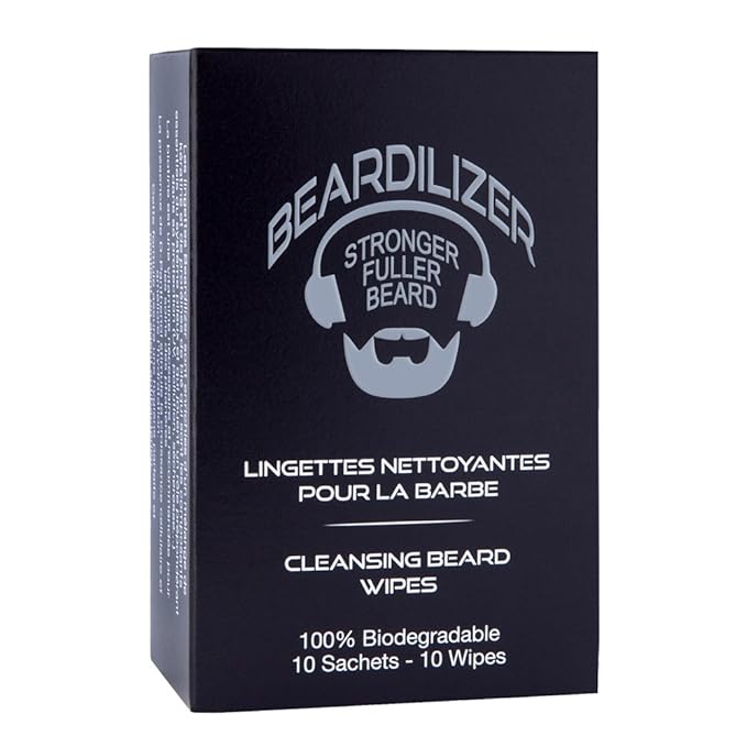 Beard Wipes for Men – Refreshing & Clean Beard Care – Anti-Odor, Moisturizing, & Travel-Friendly – Natural Ingredients for Soft, Healthy Beards – 10 Wipes