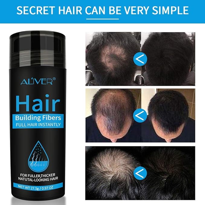 Aliver Hair Fibers for Thinning Hair - Dark Brown - Undetectable Natural Formula - Thicker Fuller Hair in 15 Seconds - Conceals Hair Loss & Look Younger - Designed for Men & Women,0.97Oz