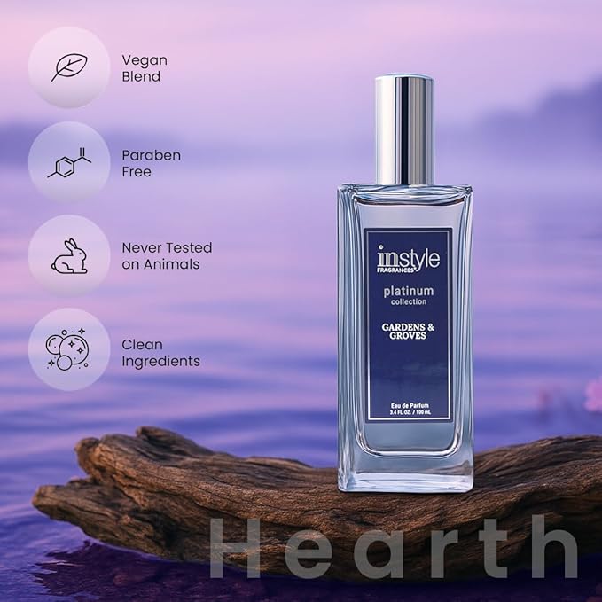 Instyle Fragrances Platinum Collection Gardens & Groves, Inspired by C.hanel's C.oco Mademoiselle, Premium Women’s Eau de Parfum, CLEAN, Vegan, Paraben-Free, Never Tested on Animals, 3.4 Fluid Ounces