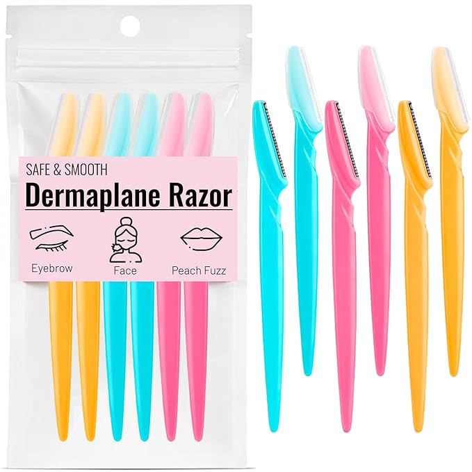 Dermaplane razor for Women -Face Razors for Women & Men, Eyebrow Trimmer & Face Shaver-Skin Care Tool for Smoother Skin & Exfoliating Facial Razor- Multicolor, 6 pcs