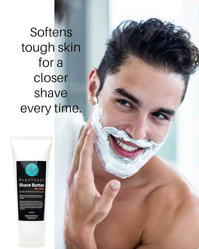 Shave Butter for Men by RemeVerse. Shaving Butter That Fights Nicks, Cuts, Ingrown Hairs, And Razor Burn 7.5 ounces (2 pack)