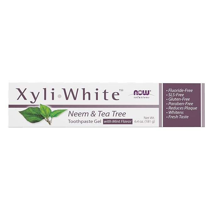 NOW Foods Solutions, Xyliwhite™ Toothpaste Gel, Neem and Tea Tree, Cleanses and Whitens, Clean and Fresh Taste, 6.4-Ounce