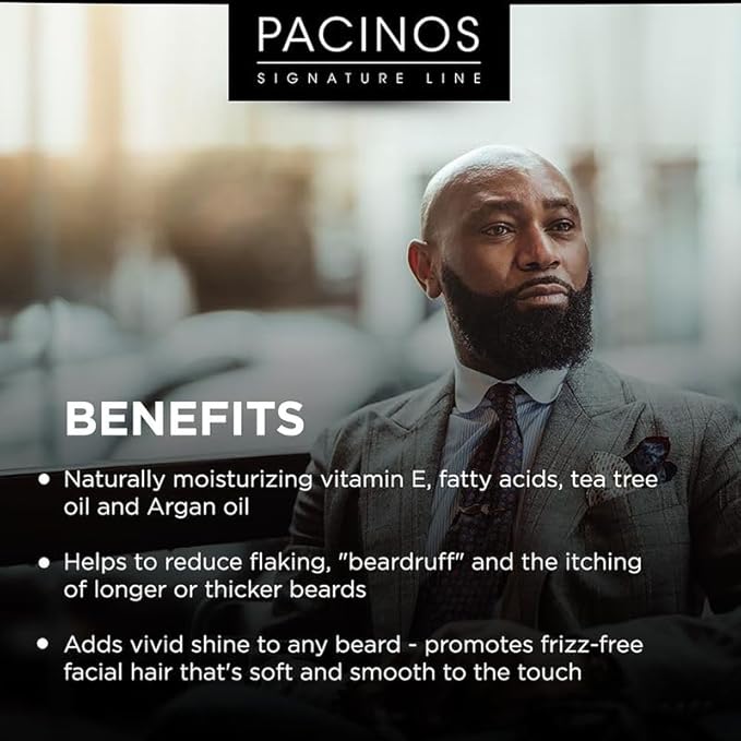 Pacinos Beard Oil - Hair Growth Moisturizing Oil with Natural Ingredients - 2 oz