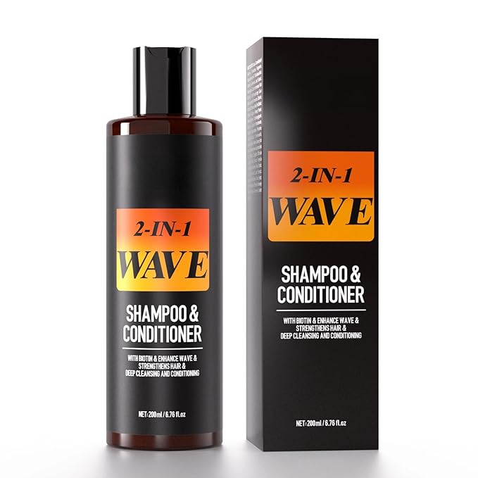 gowwim Wave Shampoo for Black Men Shampoo & Conditioner for Black Men Curl-Enhancing Formula Deep Cleansing & Moisturizing 6.76 FL OZ