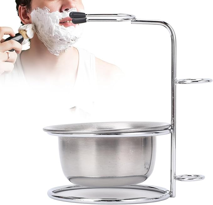 Shaving Set, Metal Shaving Brush Holder, Stainless Steel Shaver Soap Bowl Set for Man, Husband, Father, Valentine's Day