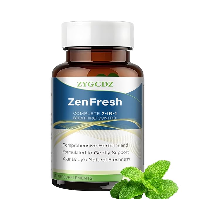 7-in-1 Bad Breath Capsules with Chlorophyllin & Probiotics, Mint Extract for Long Lasting Breath Freshness, Oral Care Supplement for Digestive Support, 14-Day Solution (01)