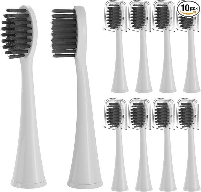 10 Pack Replacement Toothbrush Head Compatible with Burst Electric Toothbrush, YMPBO Toothbrush Heads for Burst Sonic Toothbrush, Deep Cleaning Bristle Design, White