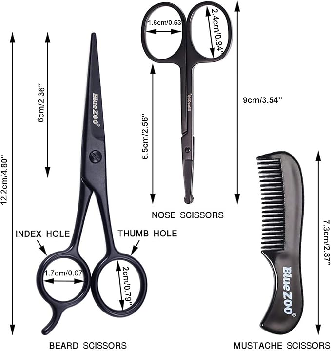 Black Head Remover Beard Mustache Scissors And Comb Set Kit For Men Care (3 Pieces Kit) Nail Cleaning Kit for Men