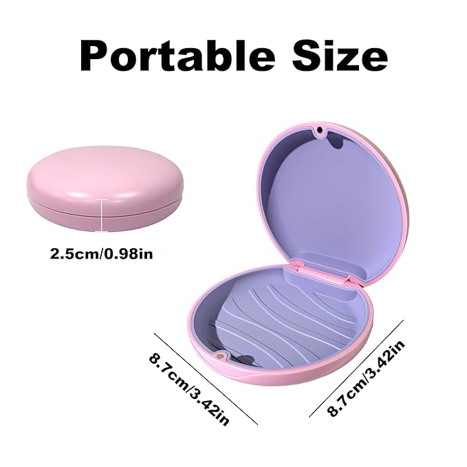 2PCS Retainer Case Compatible with Invisalign,Cute Slim Aligner Case,Customized Magnetic Closure Orthodontic Retainer Cases (2 Pack Pink + Purple Silicone)