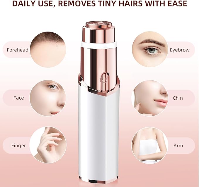 Facial Hair Removal for Women, Electric Rechargeable Painless Hair Remover for Face, Upper Lips, Chin, Peach Fuzz, with LED Light