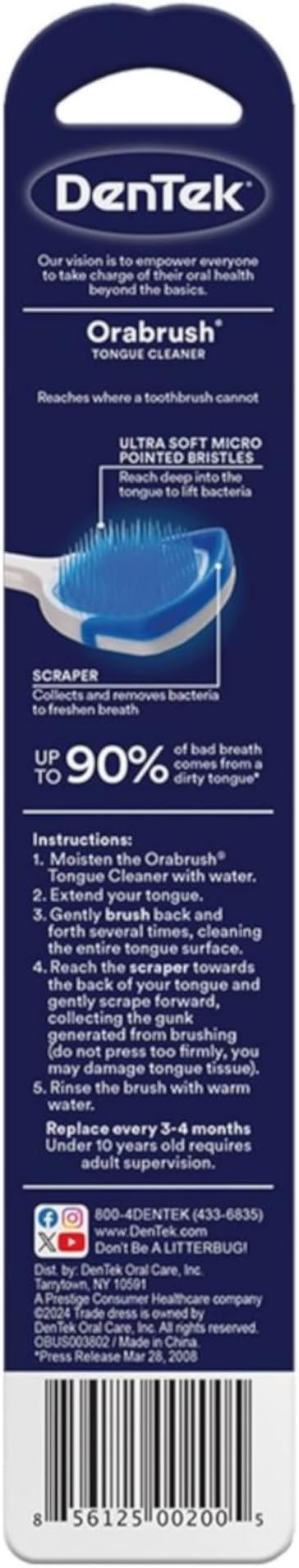 Dentek Orabrush Tongue Cleaner (Colors May Vary) Pack of 6