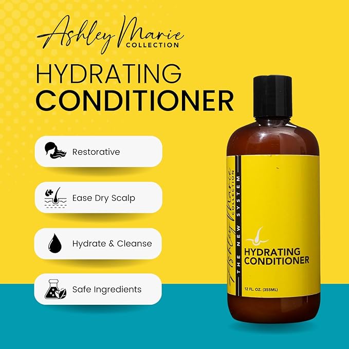 The Hair Diagram - Ashley Marie Hydrating Conditioner - Natural Nourishing Ingredients - Lemon Myrtle Scent - Strengthening Conditioner Enriched with Aloe - Color Safe - Paraben & Sulfate Free - 12oz